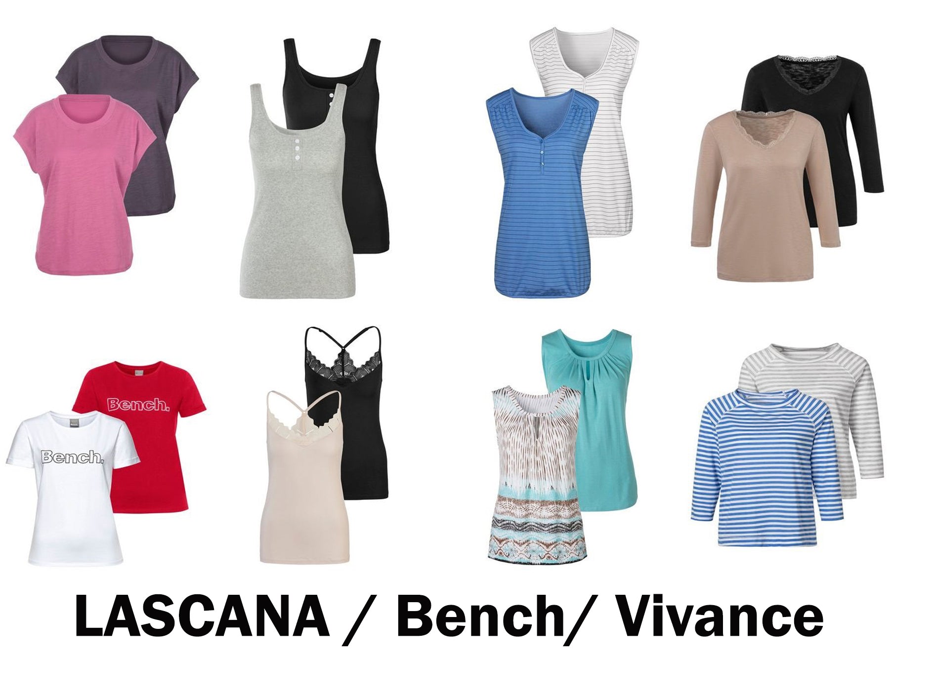 Mix sets women's T-shirts by Lascana, Bench, Vivance.