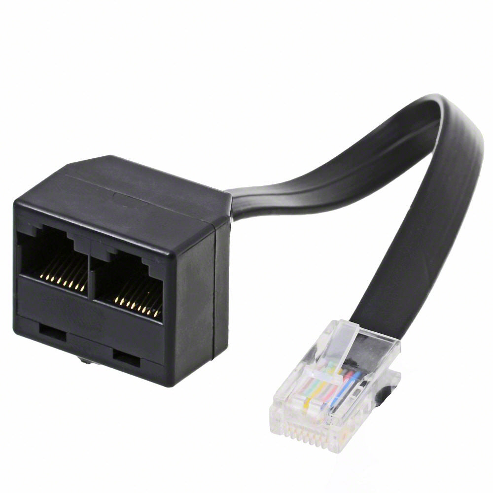 Helos 8P8C-Zweifachadapter schwarz, ca.10 cm Kabel