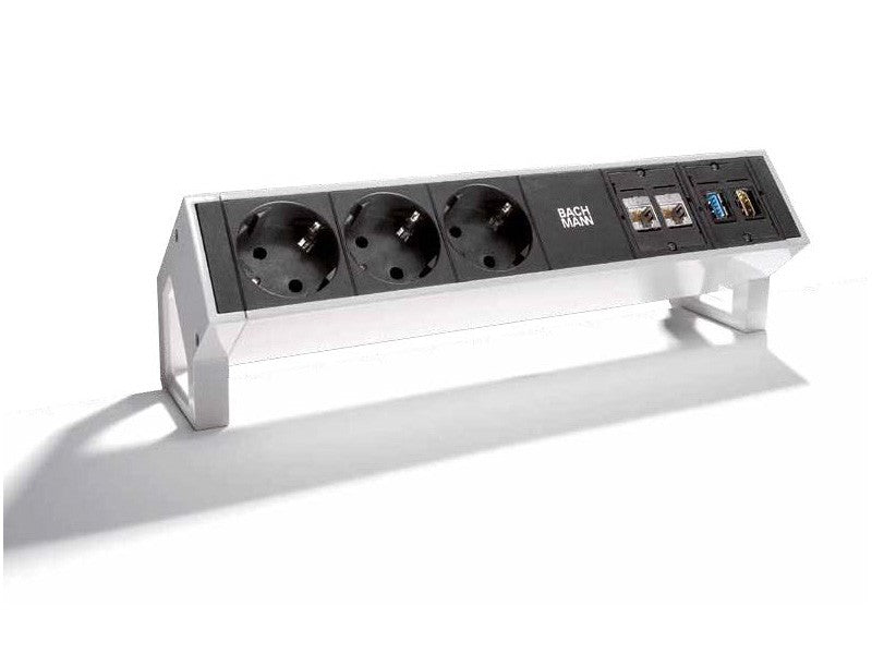 Bachmann DESK 2 table socket 3-way, color: Inox