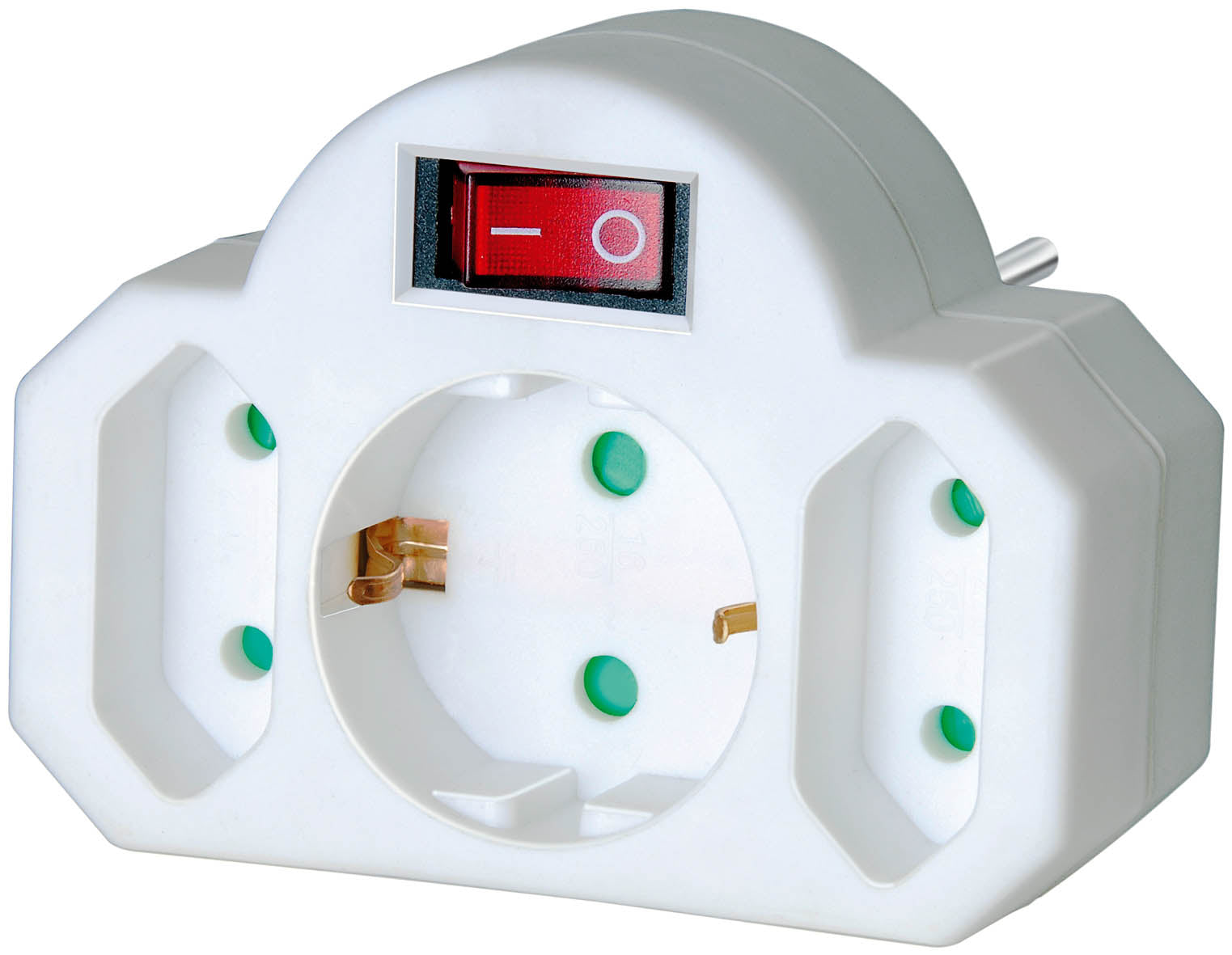 Brennenstuhl Adapterstecker 2x Euro + 1x Schutzkontakt mit Schalter, weiß