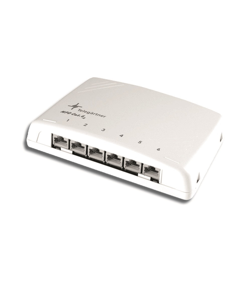 Telegärtner mini distributor MPD6-HS K Cat.6A, 6 x RJ45, light grey