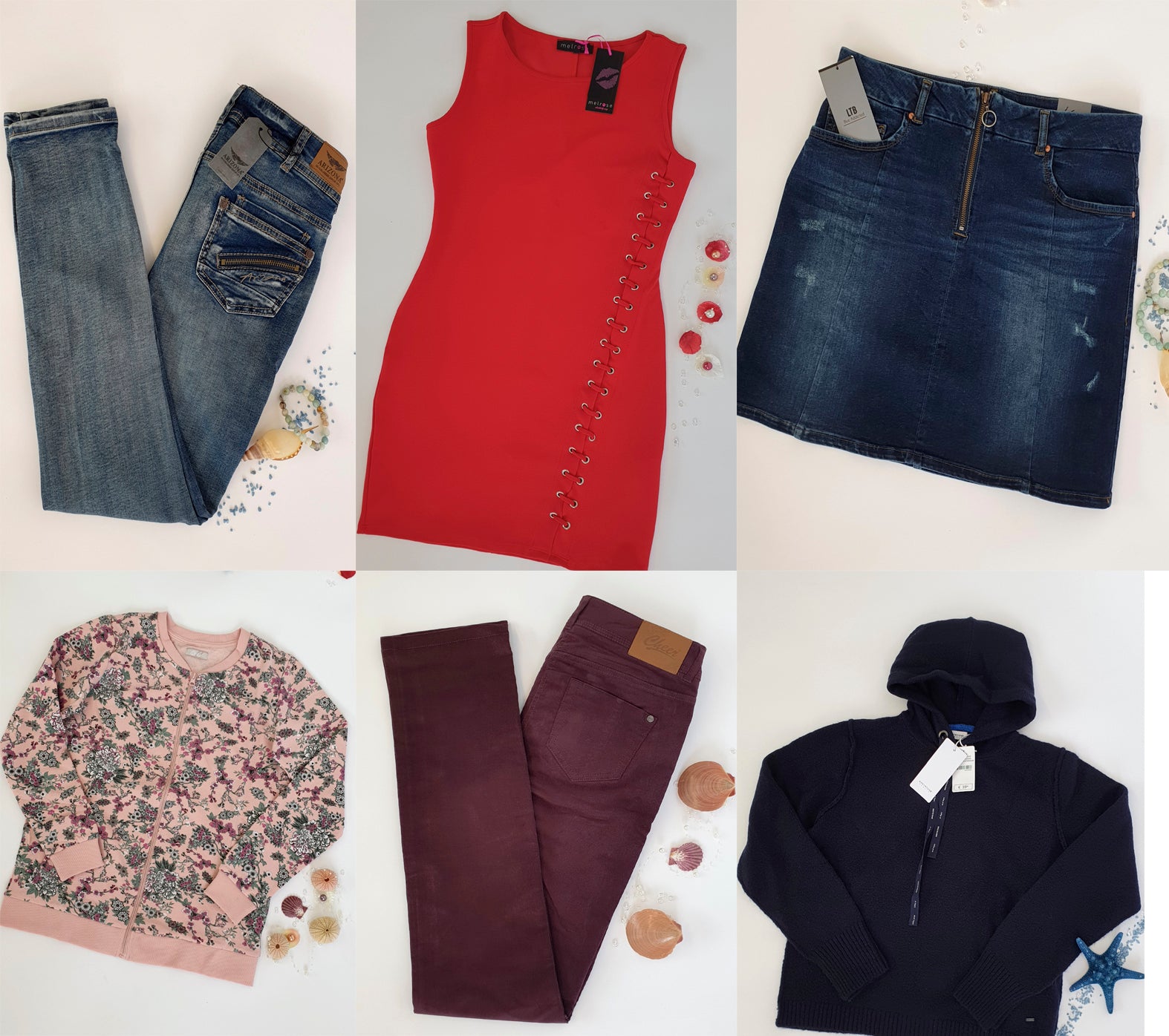 Mix of clothes from European brands