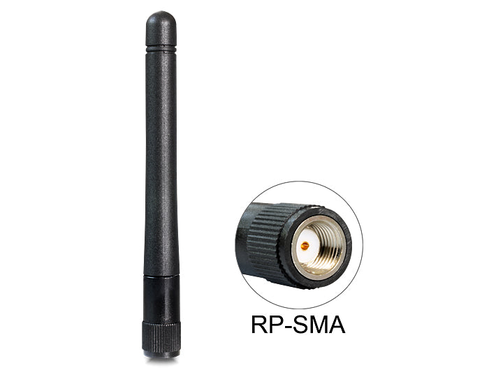 Delock WLAN 802.11 ac/a/b/g/n Antenne RP-SMA 2 dBi omnidirektional starr
