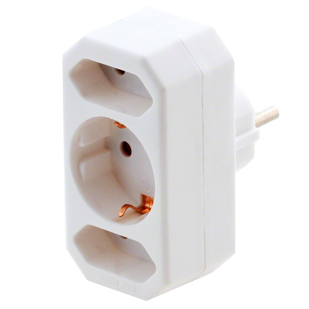Brennenstuhl Steckdosen-Adapter 2x Euro + 1x Schutzkontakt, weiß