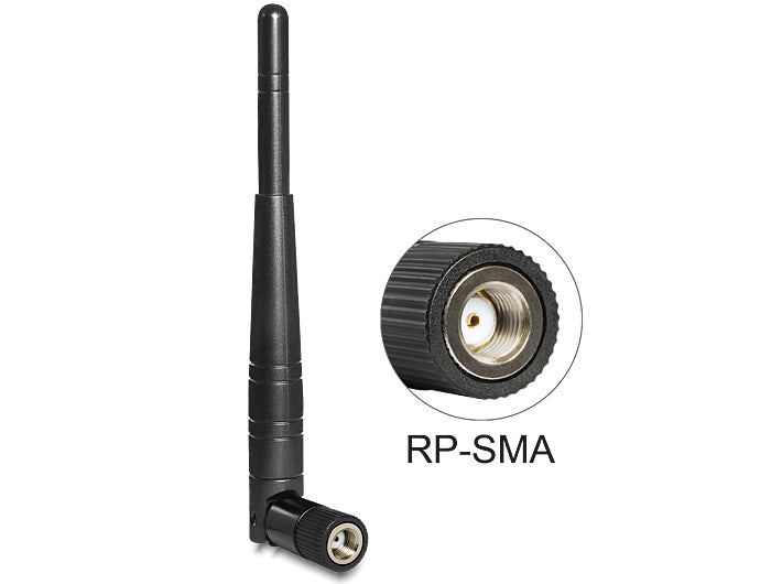 Delock WLAN Antenne RP-SMA St. 3dBi omnidir. mit Kippgelenk schwarz