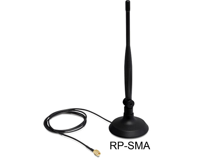 Delock WLAN 802.11 b/g/n Antenne RP-SMA 4 dBi omnidir. Gelenk mit magn. Standfuß