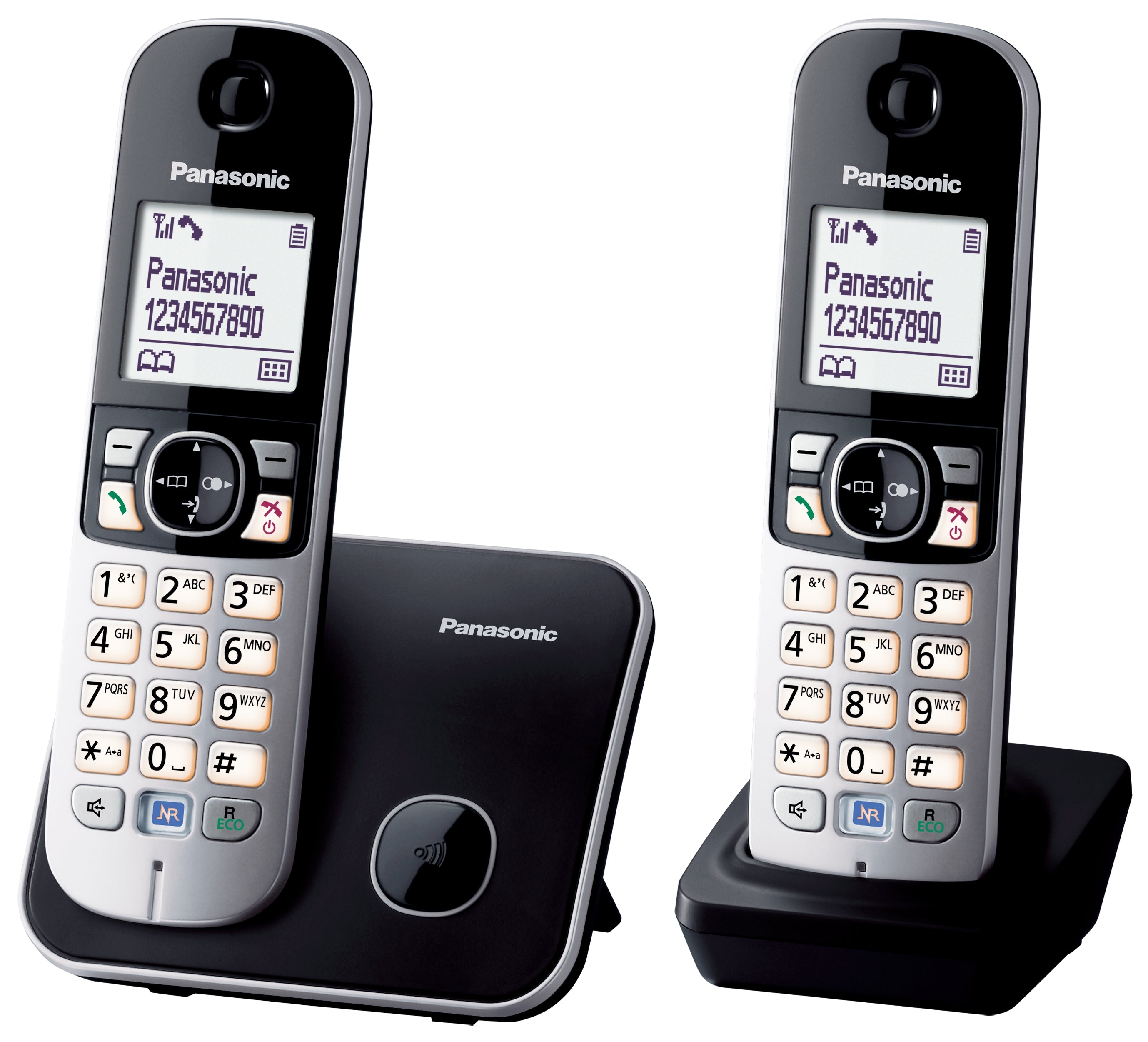 Panasonic Schnurlostelefon mit AB KX-TG6812GB Duo - schwarz