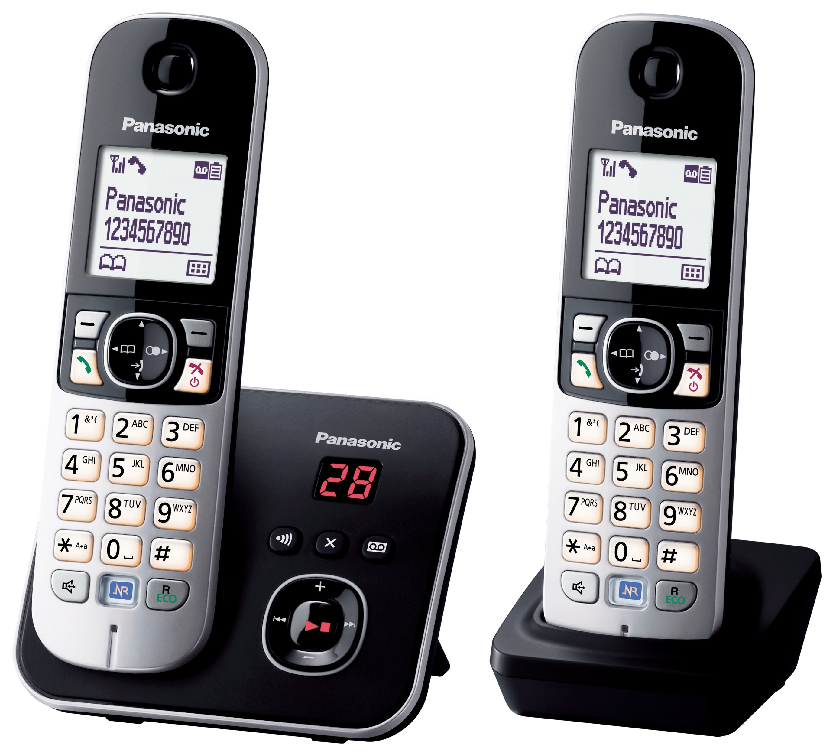 Panasonic Schnurlostelefon mit AB KX-TG6822GB Duo - schwarz