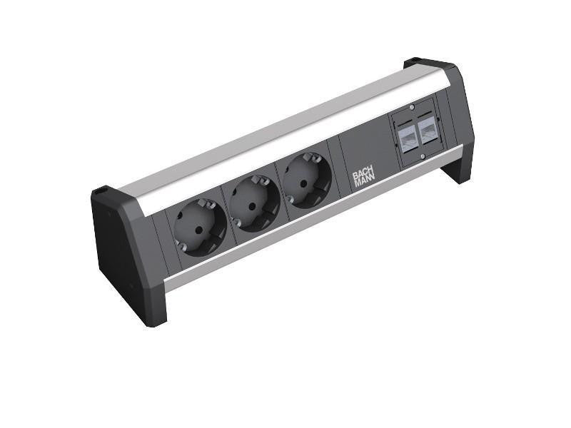 Bachmann DESK 1 Tischsteckdose 3-fach, Aluminium eloxiert