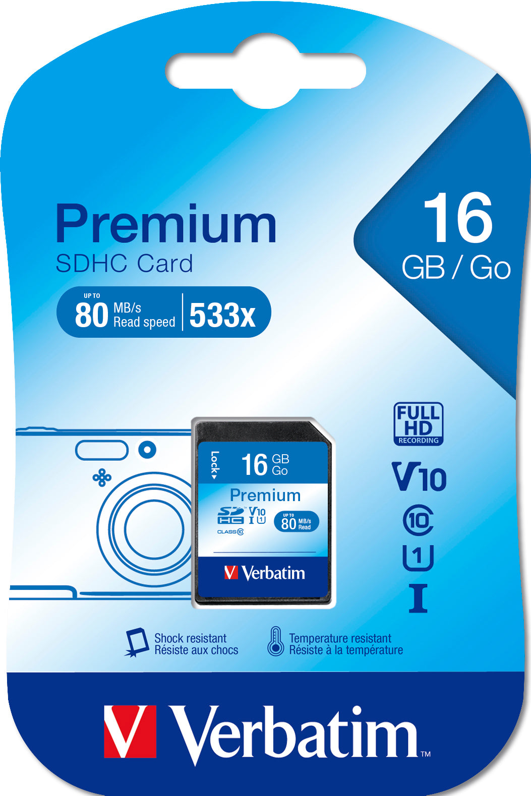 Verbatim SDHC Speicherkarte 16 GB UHS-I Premium Class 10