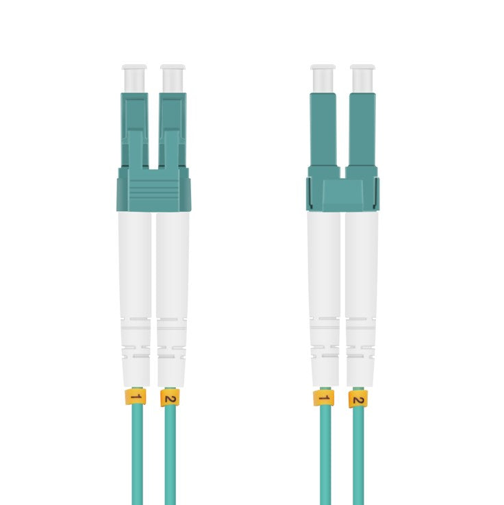 Helos fiber optic patch cable LC/LC Duplex 50/125µm OM3 aqua 7.5m