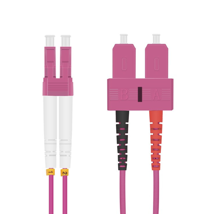 Helos fiber optic patch cable LC/SC Duplex 50/125µm OM4 heather violet 3.0m