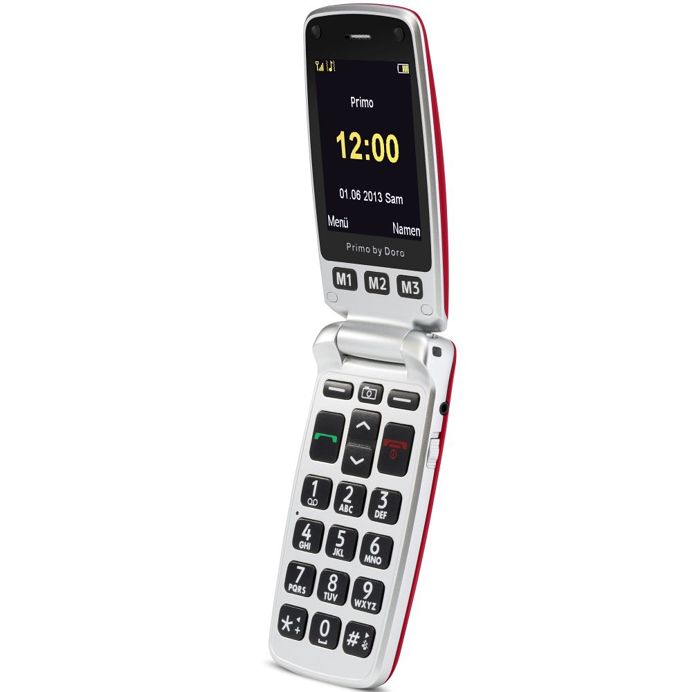 Doro Primo 413, large button mobile phone, red