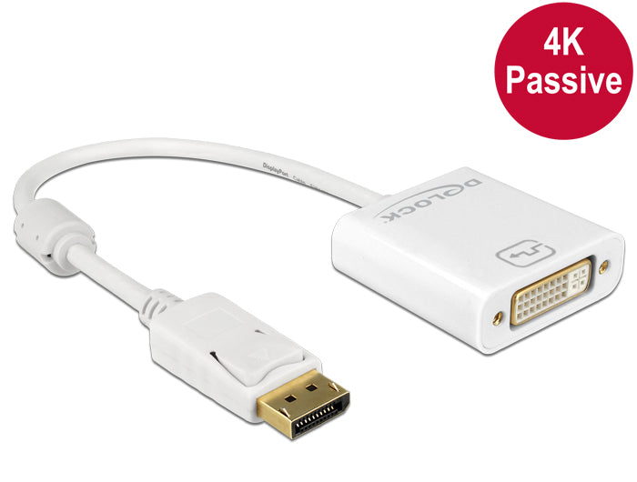 Delock adapter cable DisplayPort 1.2 male > DVI 24+5 female white 4K passive