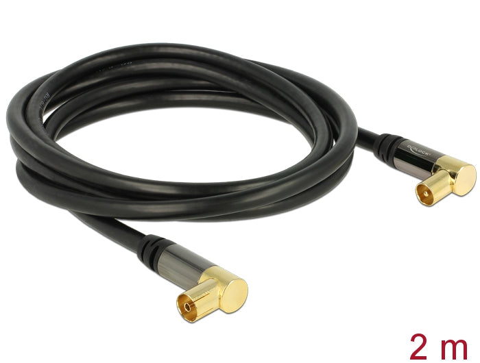 Delock antenna cable coax IEC plug 90° > IEC socket 90°, RG-6/U 2m