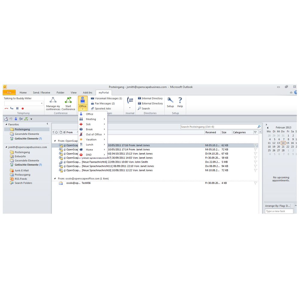 Unify OpenScape Business myPortal for Outlook,