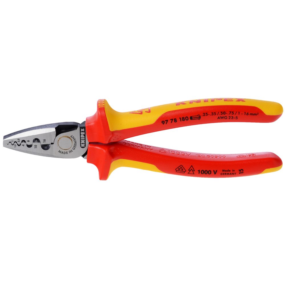 KNIPEX crimping pliers for wire end ferrules 180 mm, VDE