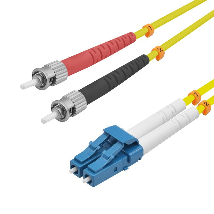 Helos fiber optic patch cable LC/ST Duplex 9/125µm OS2 yellow 10.0m