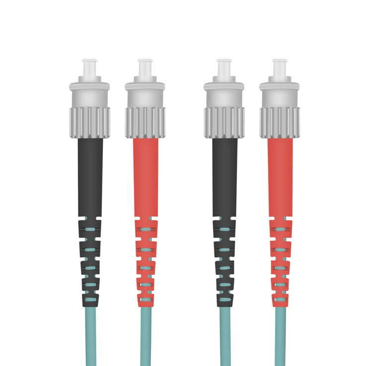 Helos fiber optic patch cable ST/ST duplex 50/125µm OM3 aqua 3.0m