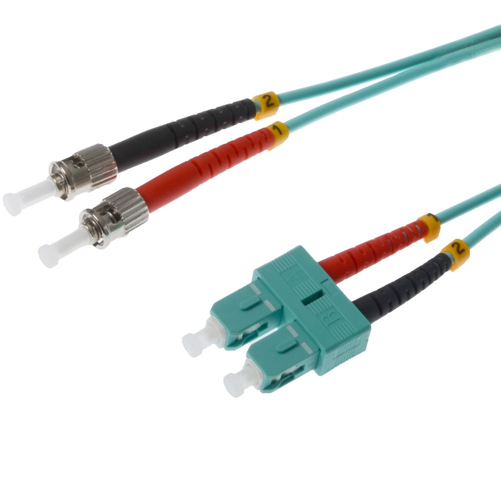 Helos fiber optic patch cable SC/ST Duplex 50/125µm OM3 aqua 10.0m