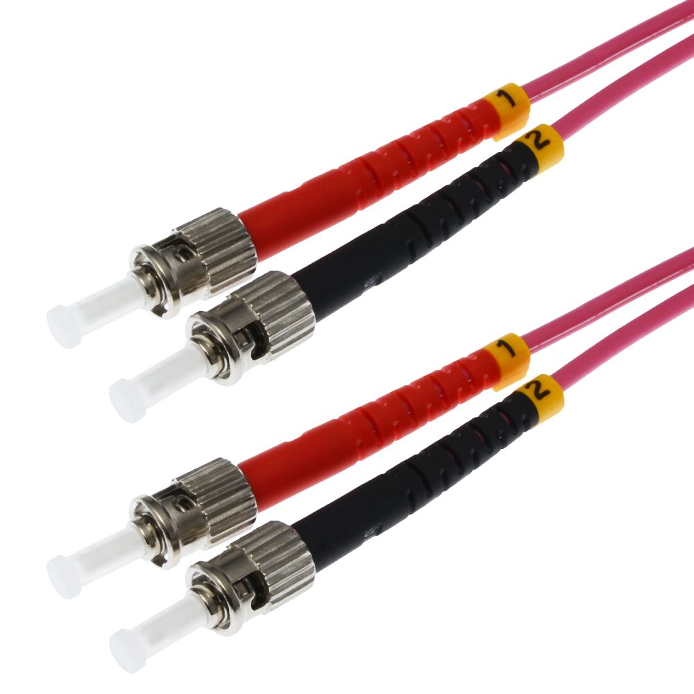 Helos fiber optic patch cable ST/ST Duplex 50/125µm OM4 heather violet 3.0m