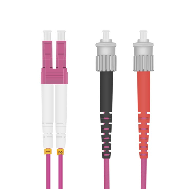 Helos fiber optic patch cable LC/ST Duplex 50/125µm OM4 heather violet 2.0m