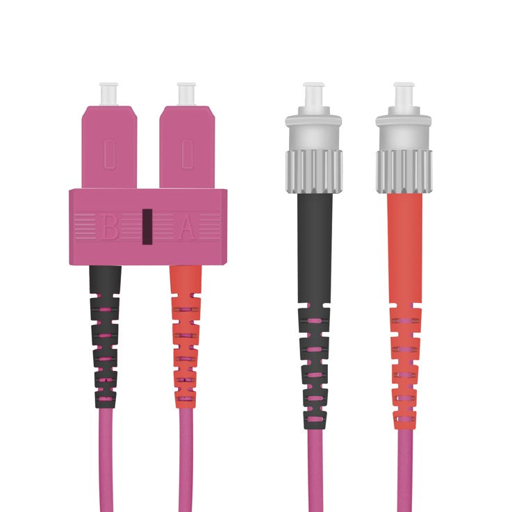 Helos fiber optic patch cable SC/ST Duplex 50/125µm OM4 heather violet 10.0m