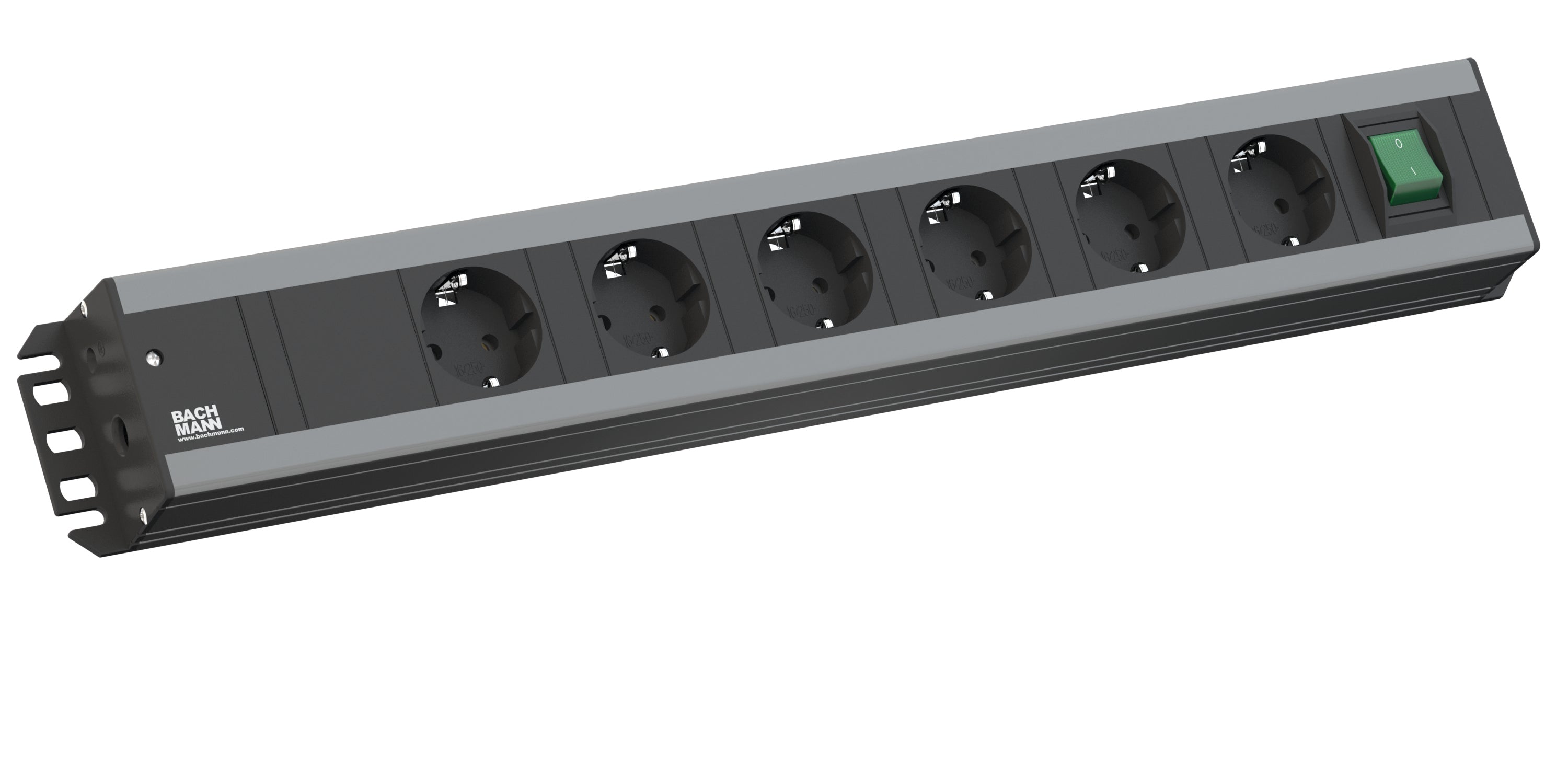 Bachmann tradesman strip 6-way 90°, black 2.0m. with switch on the right