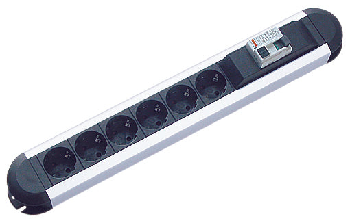 Bachmann power strip PRIMO ALU, 6-way, black, 2.0m, with residual current device