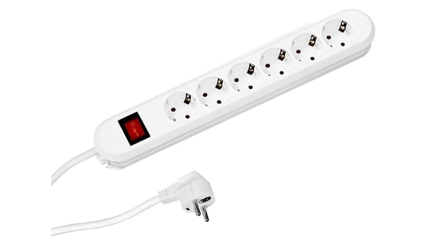 Bachmann power strip SMART 6-way, white 1.5m, with switch