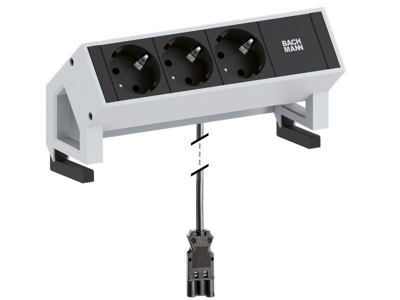 Bachmann DESK 2 table socket 3-way, color: Inox
