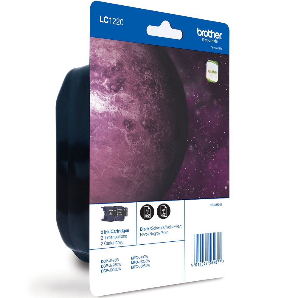 Brother ink cartridge LC-1220BKBP2DR, black pack of 2