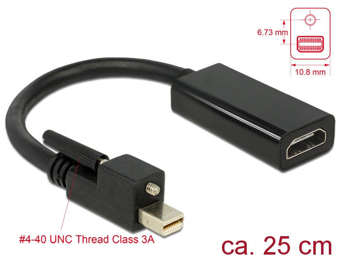Delock adapter cable mini Displayport 1.2 plug with screw