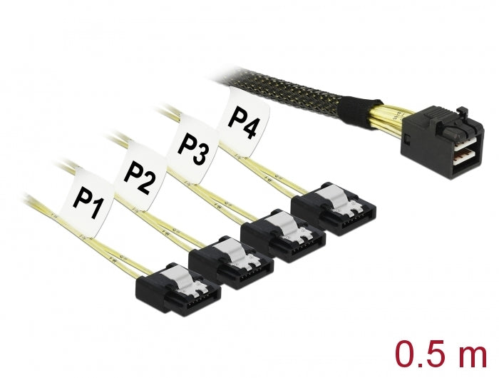 Delock cable mini SAS HD SFF-8643 > 4 x SATA 7 pin 0.5m
