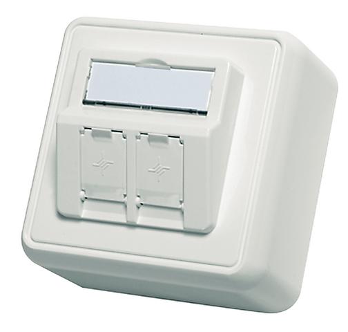 Telegärtner module holder 80x80, 2-way surface-mounted box empty, alpine white