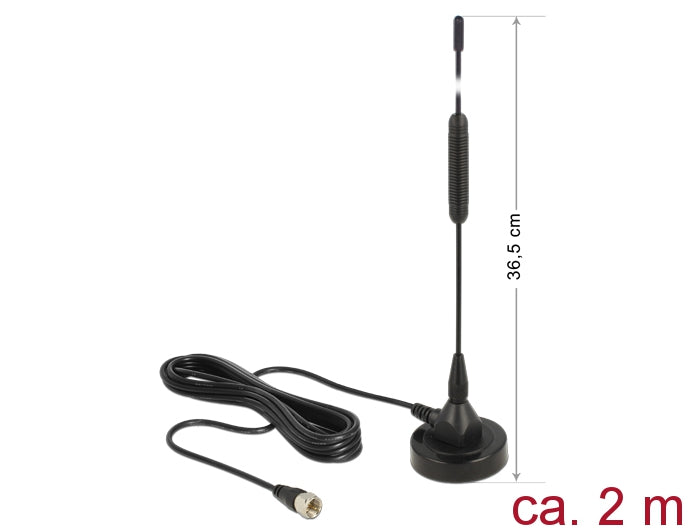 Delock Antenne DAB+ F Stecker 0 dBi omni starr schwarz mit