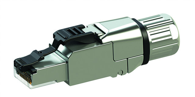 Telegärtner MFP8 connector CAT 6A T568A, with pre-assembled protective cap