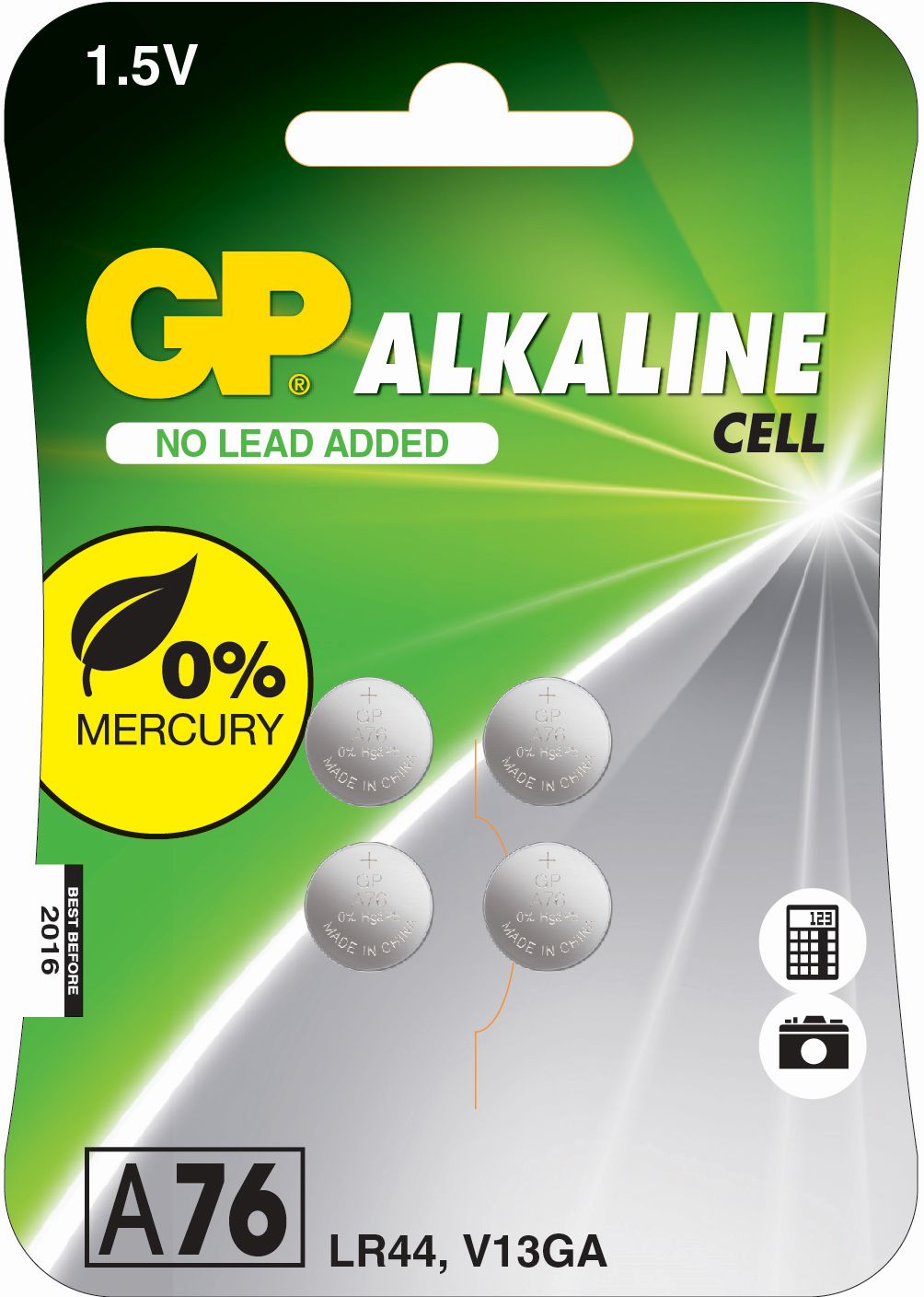 GP Alkaline Knopfzelle 76A 1,5V 4er Blister