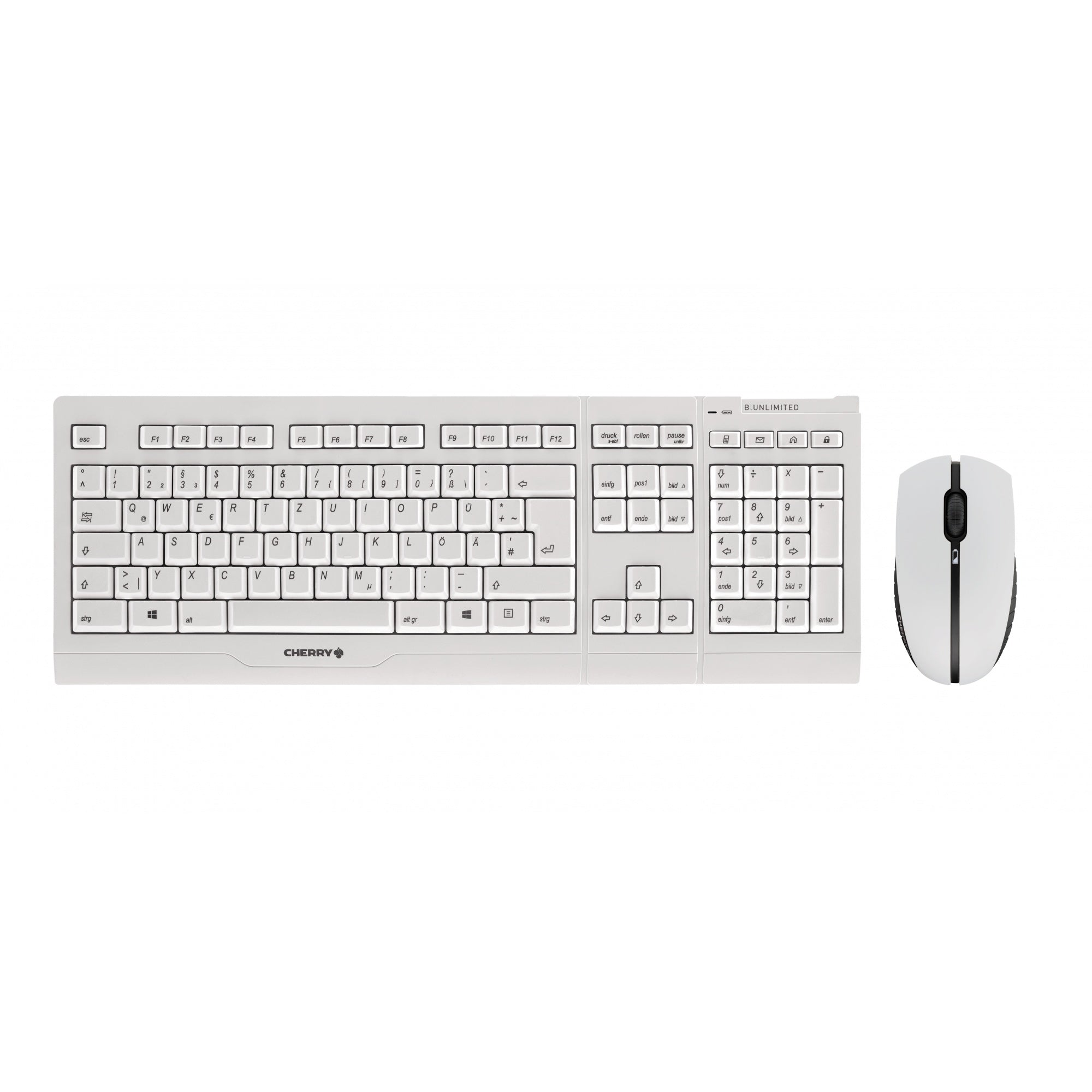 CHERRY B.UNLIMITED 3.0 keyboard with mouse set DE wireless white-grey