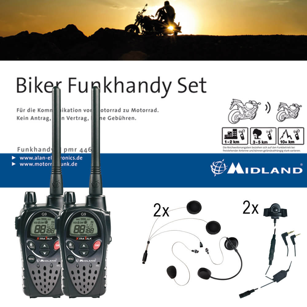 Midland G9 Pro biker set jet & full face helmet with charging set
