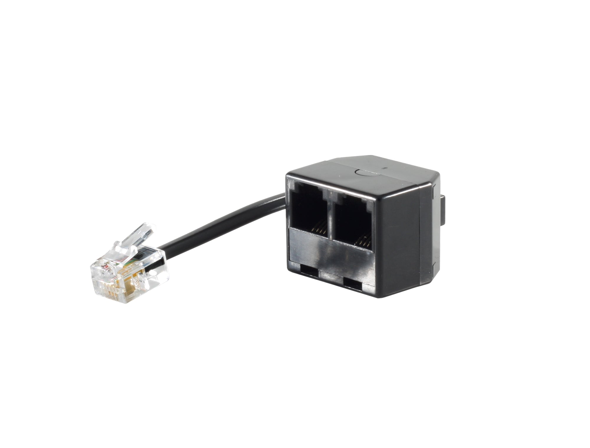 Helos 6P4C-Zweifachadapter schwarz, ca.10 cm Kabel