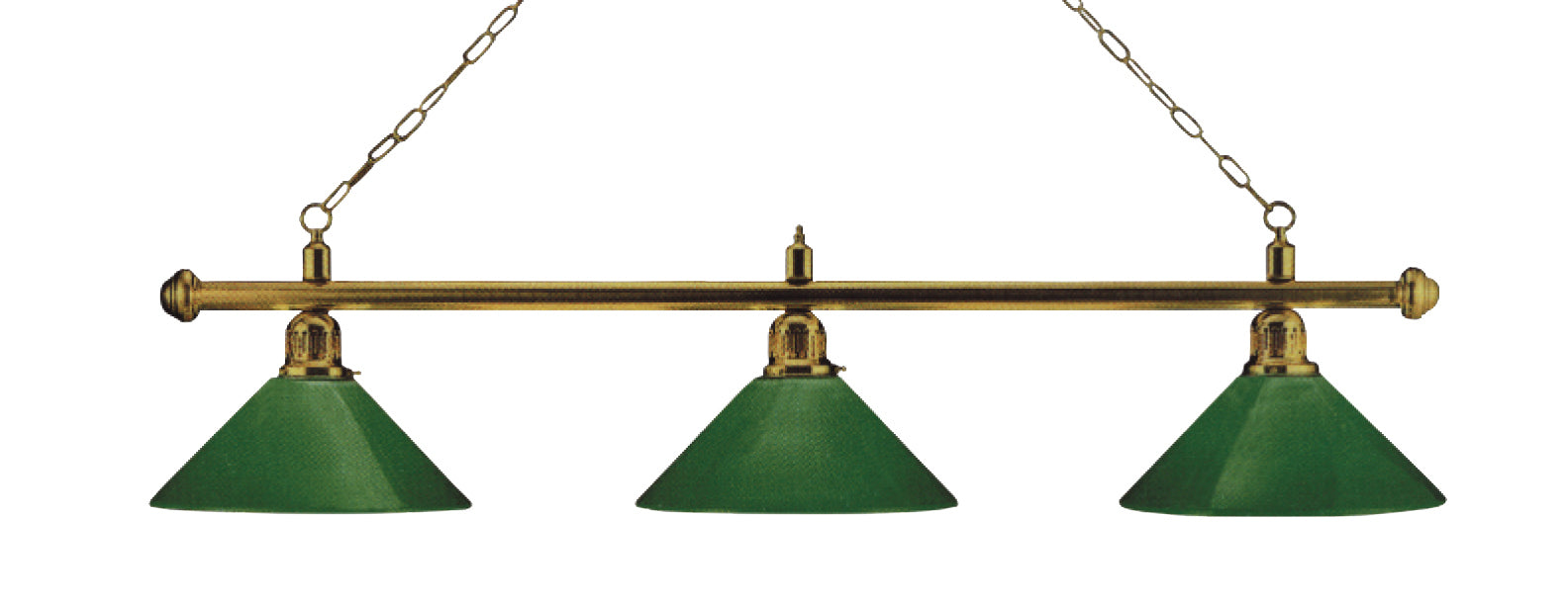 London lamp 3 shades, brass/green
