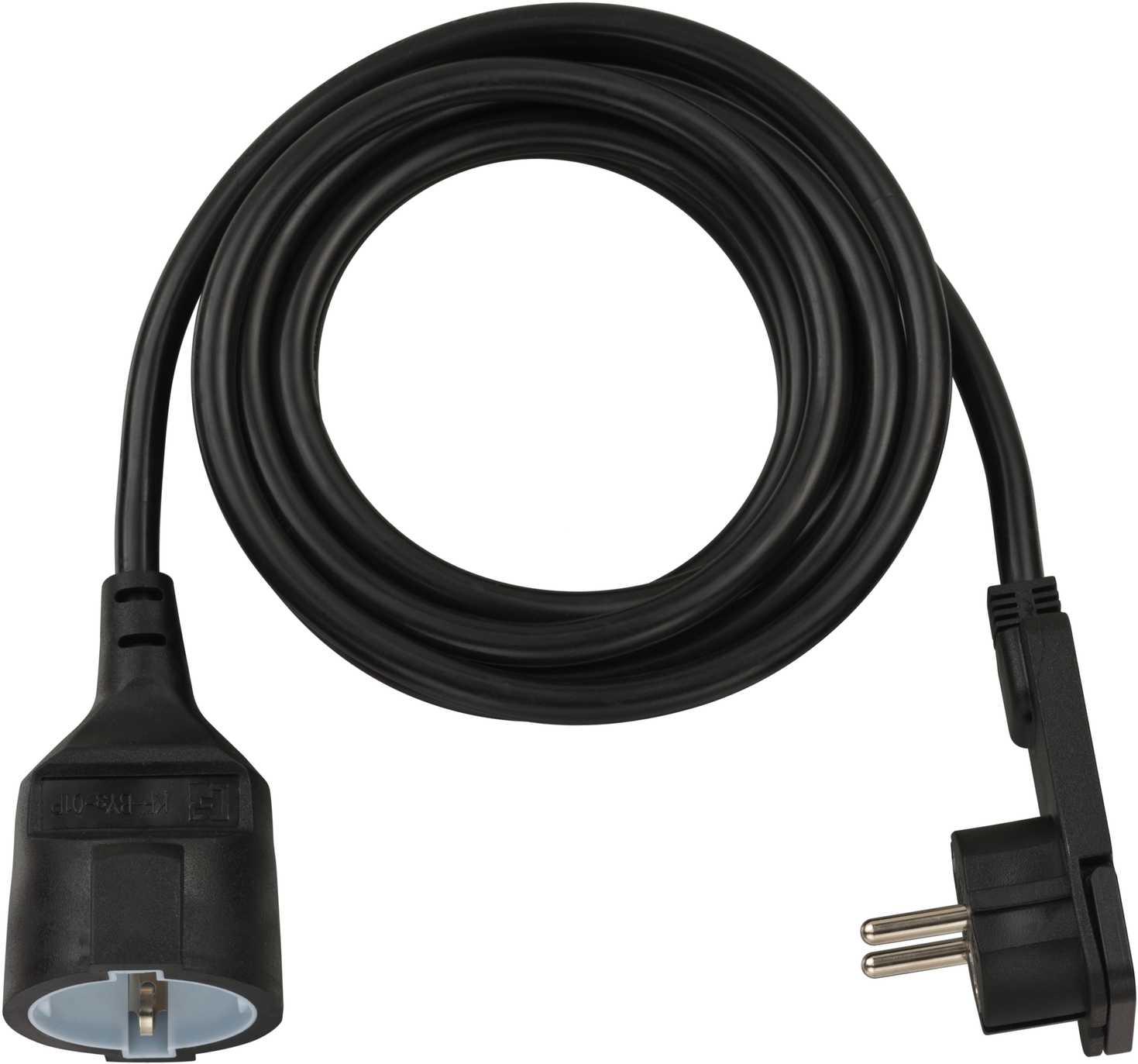 Brennenstuhl extension cable with angled flat plug 3m, black, indoor