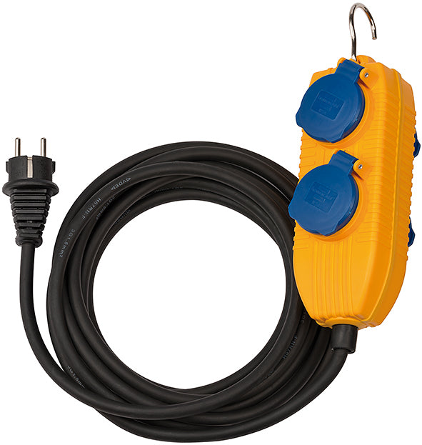 Brennenstuhl construction site cable IP54 with power block 4-way, 10m black H07RN-F3G1,5