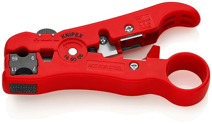 KNIPEX stripping tool for coaxial and data cables 125 mm, self-service packaging