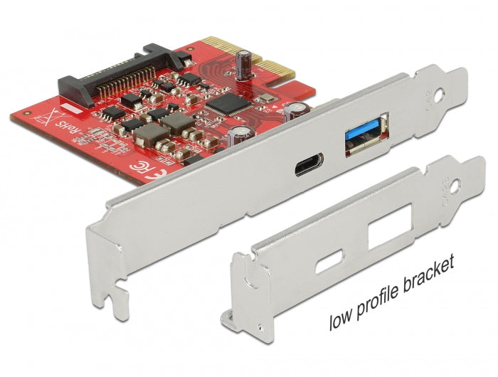 Delock PCI Express x4 Karte>1x ext. USB Type-C Buch. +1x ext. USB 3.1 Typ A Buch