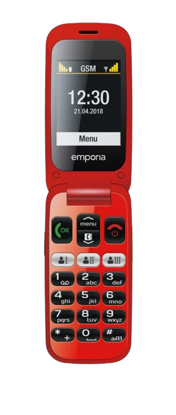 Emporia ONE (V200), large button clamshell phone, red/black