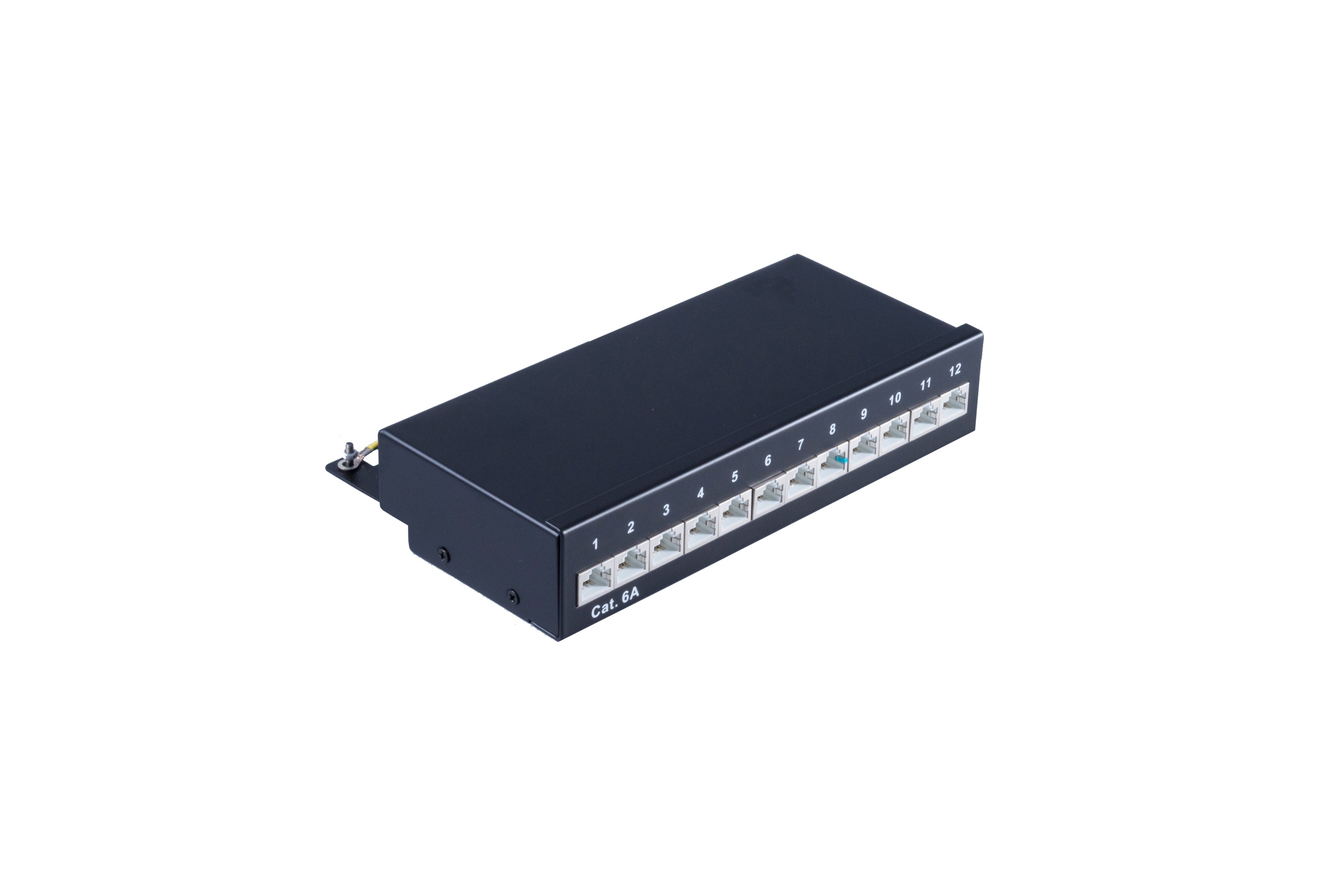 Helos mini patch panel Cat 6A 12 port black