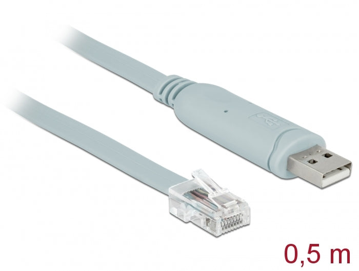 Delock adapter cable USB 2.0 St > Serial 1 x RS232 RJ45 St 0.5 m gray