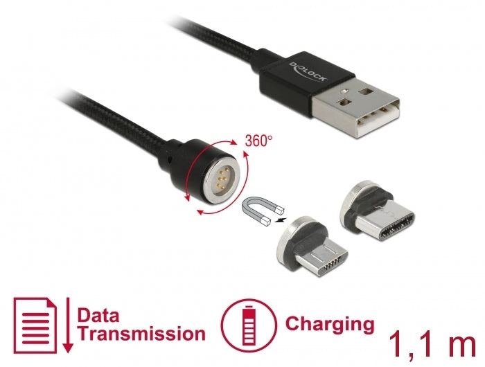 Delock USB charging/data cable Magnetic Micro USB-B / USB Type-C 1.10 m